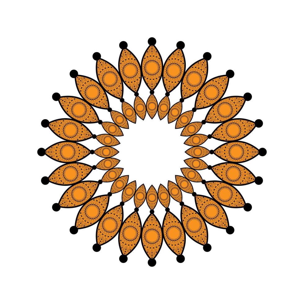 orange floral mandala on white background vector