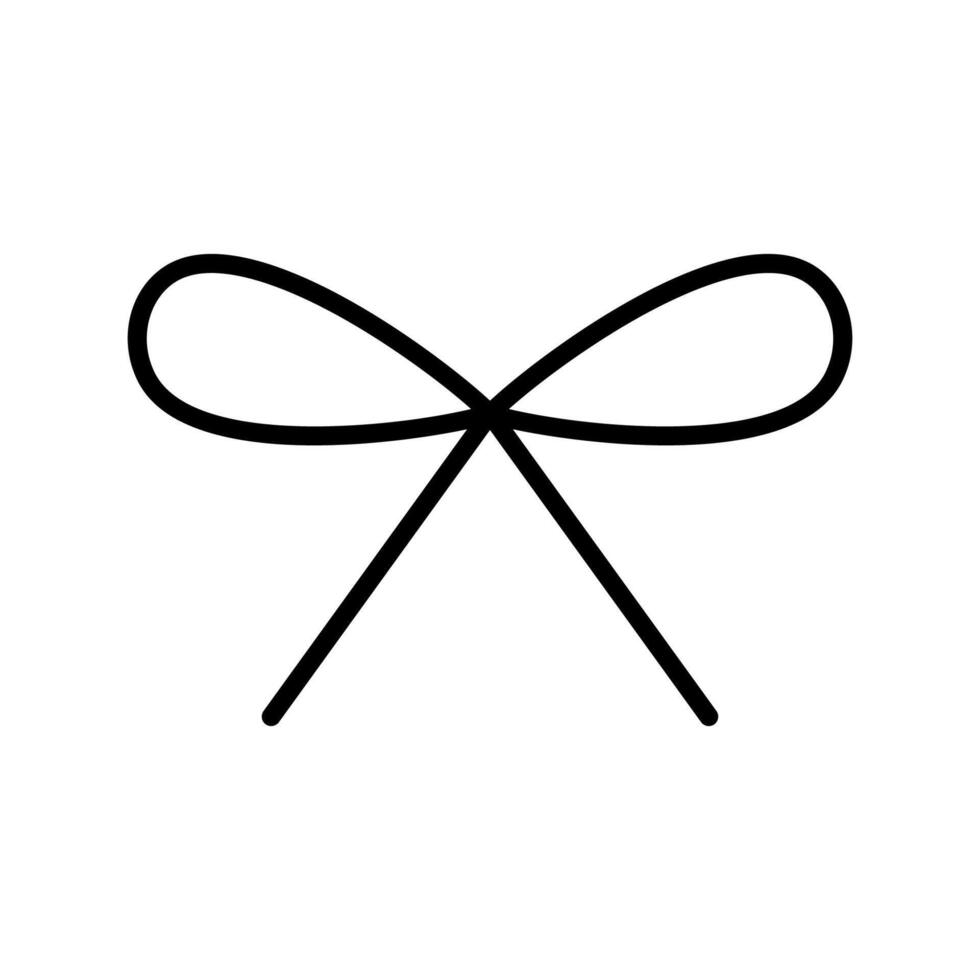 Hand drawn tied bow icon. Tied ribbon in doodle style. Decoration element. Isolated on white. vector