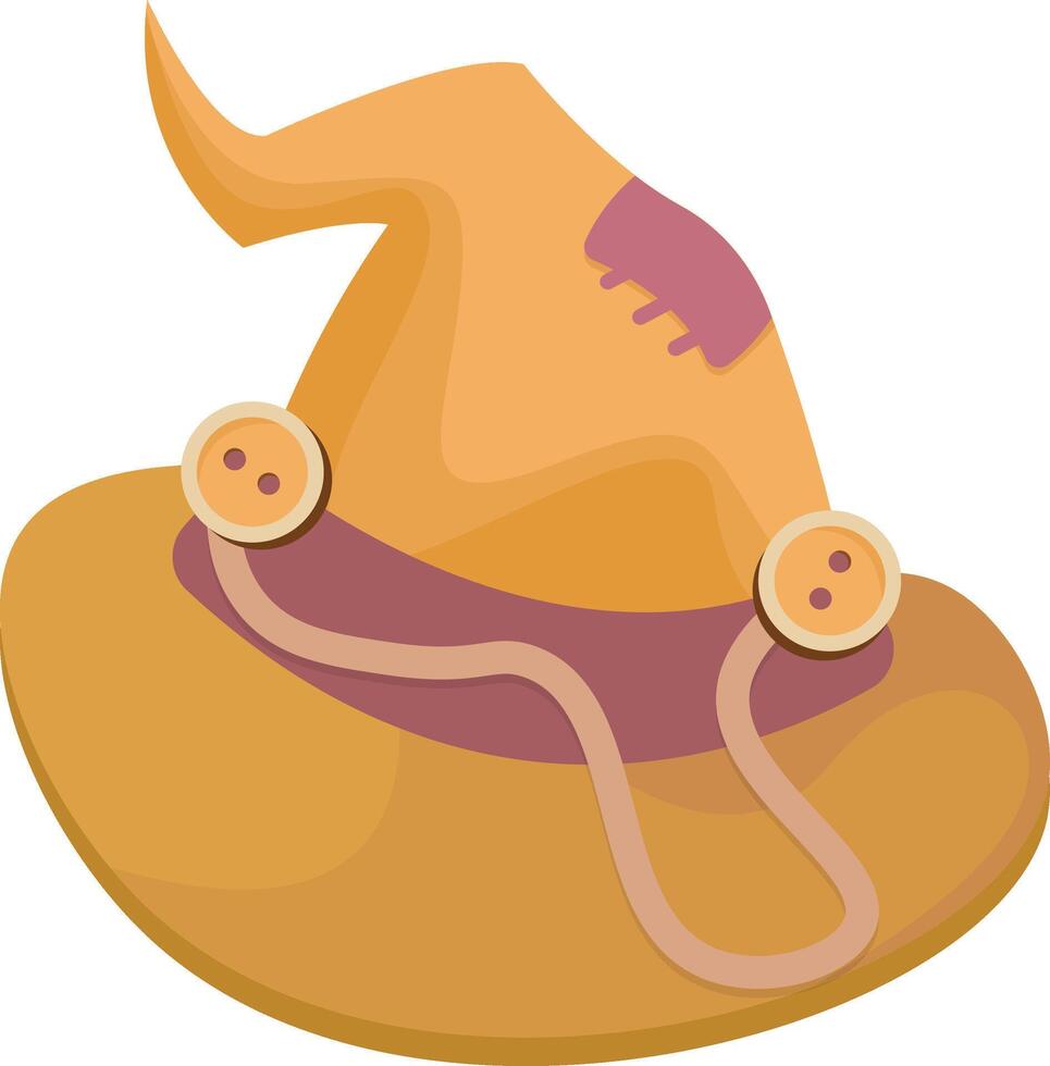 Rustic Brown Witch Hat with Spiral Ornament vector