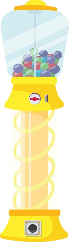 Yellow Tall Gumball Machine with Spiral vector