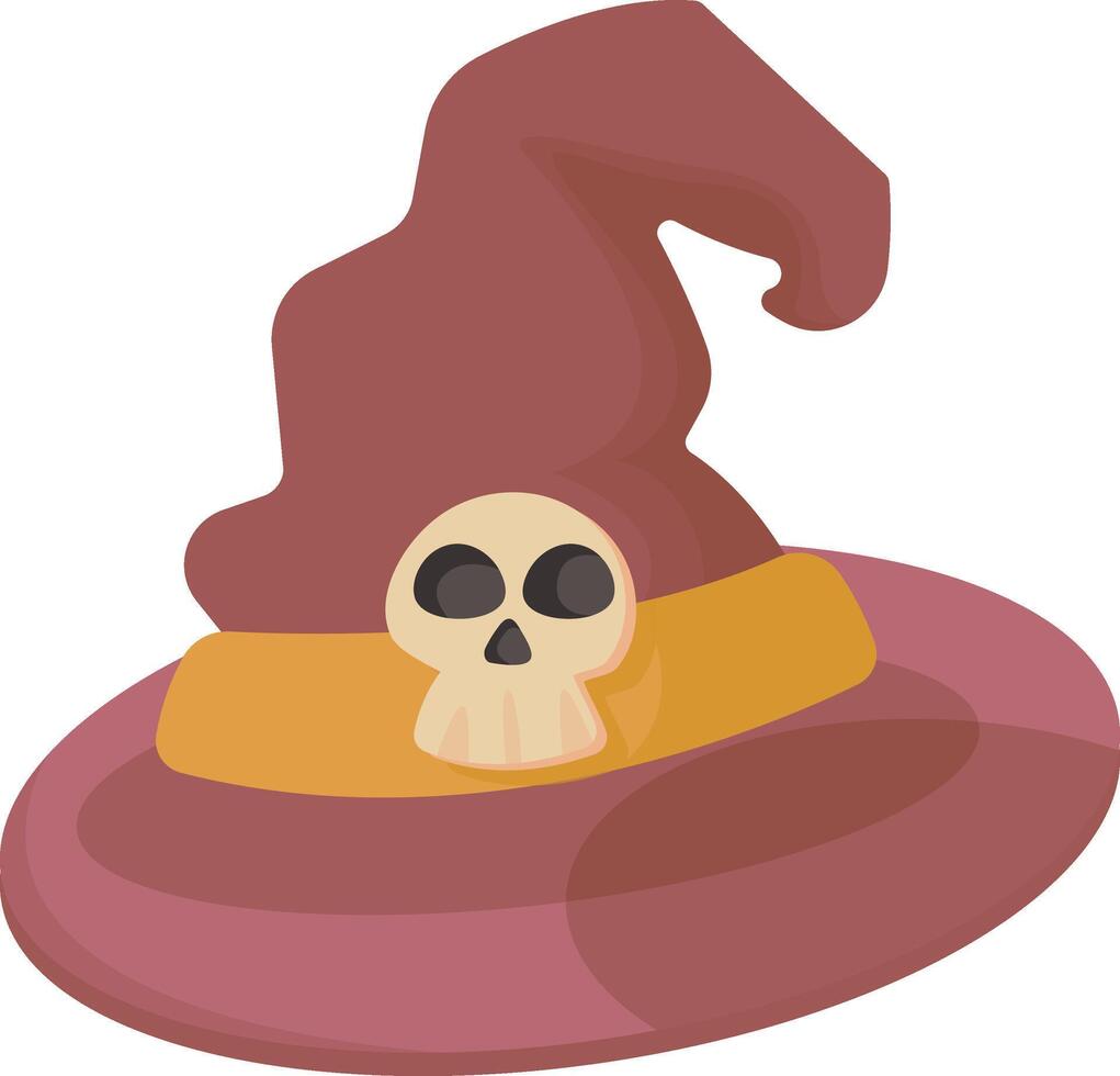 Brown Witch Hat with Skull vector