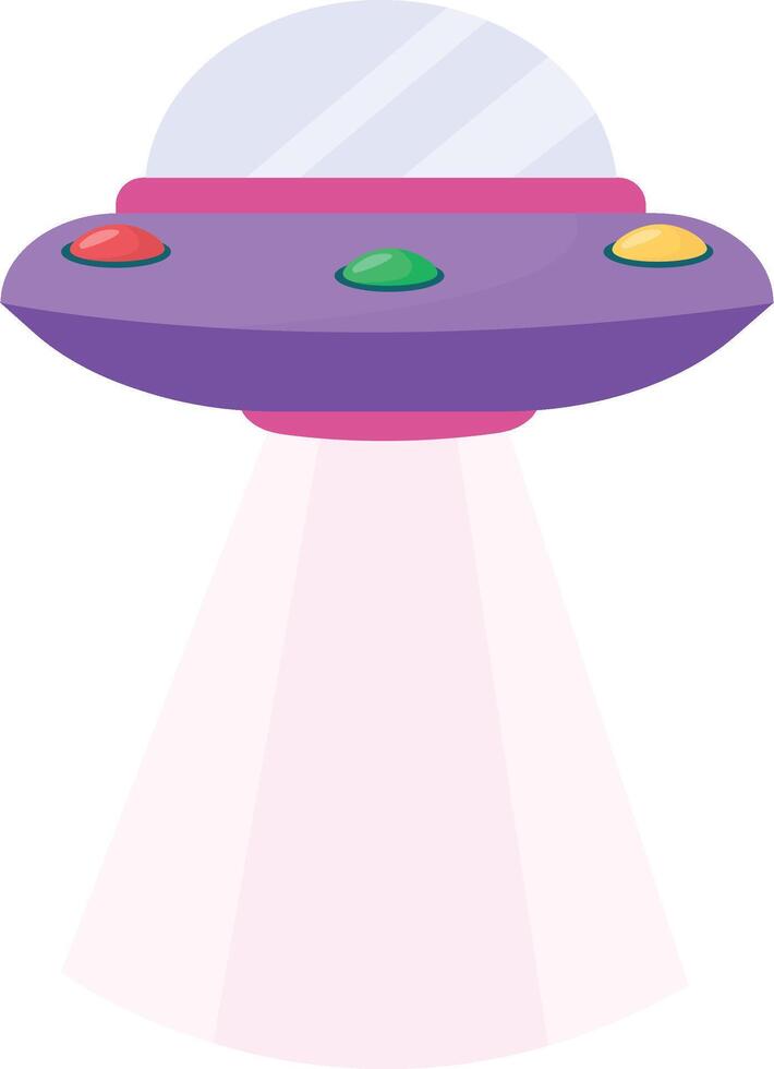 Purple Sci Fi UFO with Glowing Light Beam vector