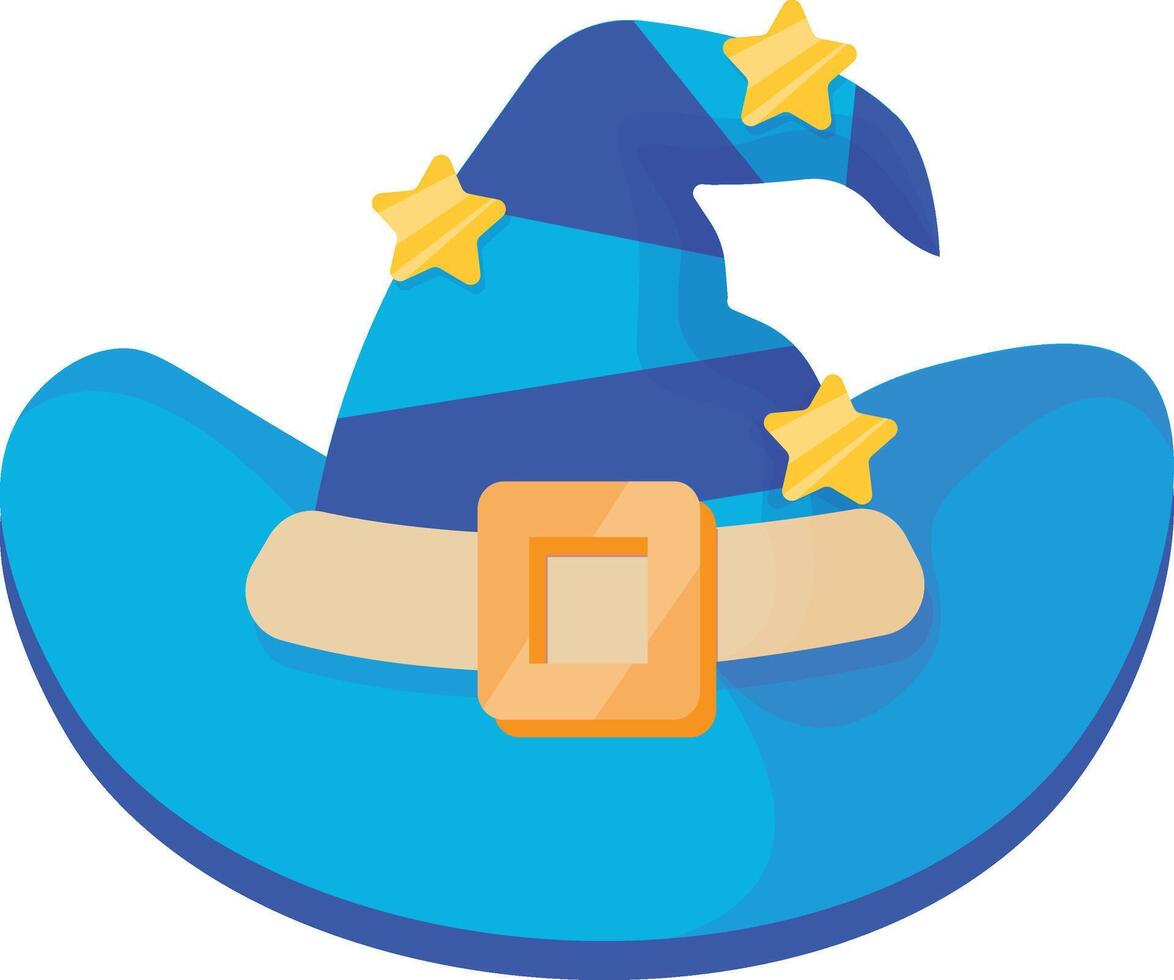 Blue Wizard Hat with Golden Stars vector