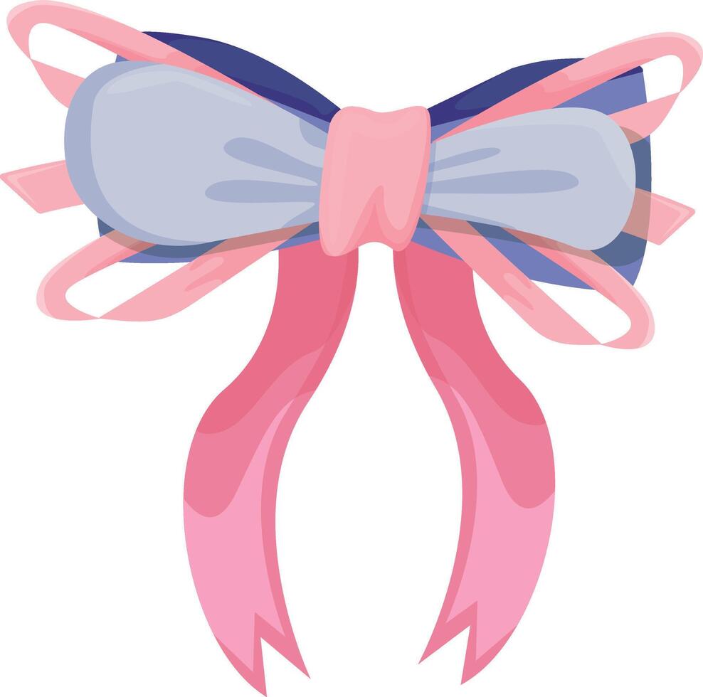 Blue and Pink Curly Ribbon Bow vector