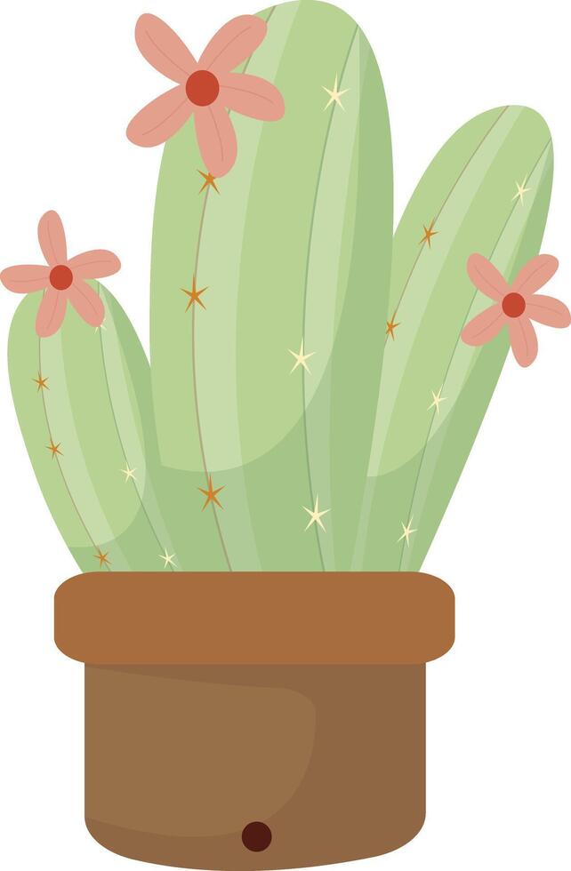 Potted Blooming Cactus vector