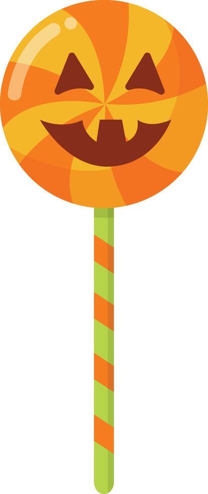 Pumpkin Lollipop with Striped Stick vector