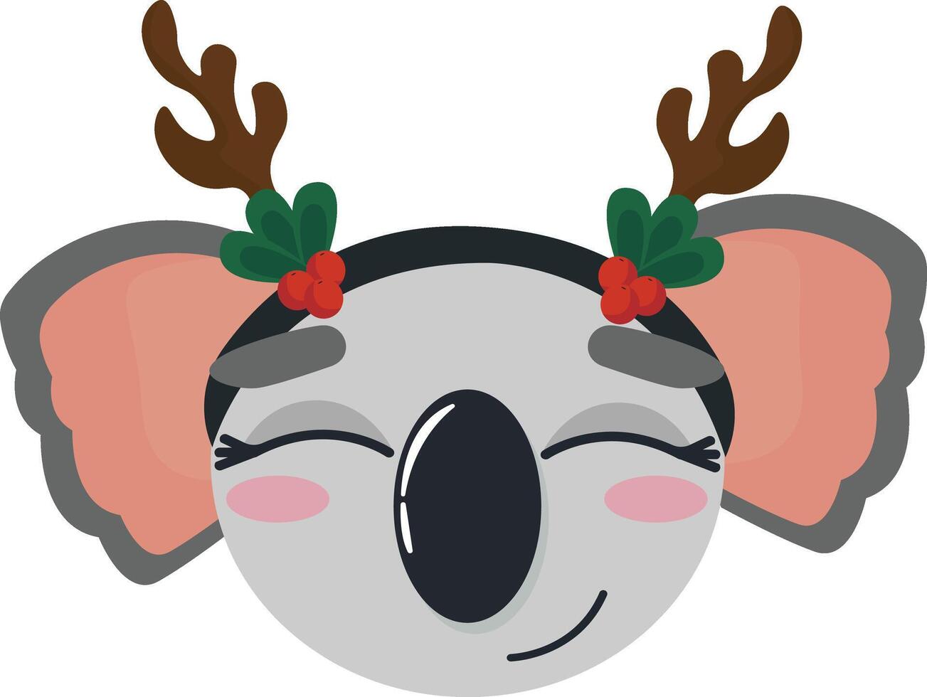 Koala with Reindeer Antlers vector
