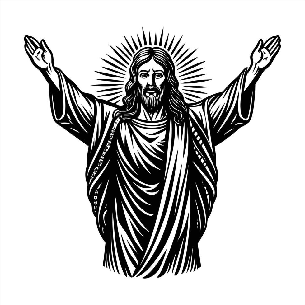 Jesus Christ with open arms. vector