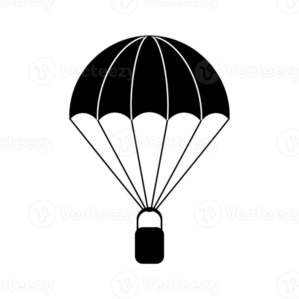Simple Line Drawing Parachute Design Secure Package Delivery Icon White Black Safety Symbol png