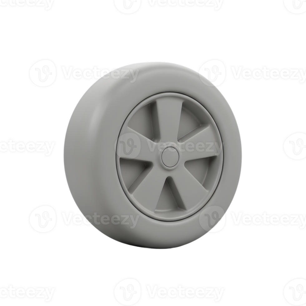 Gray Wheel Design 3D Model Simple Clean Realistic Tire part icon object render smooth rubber vehicle png