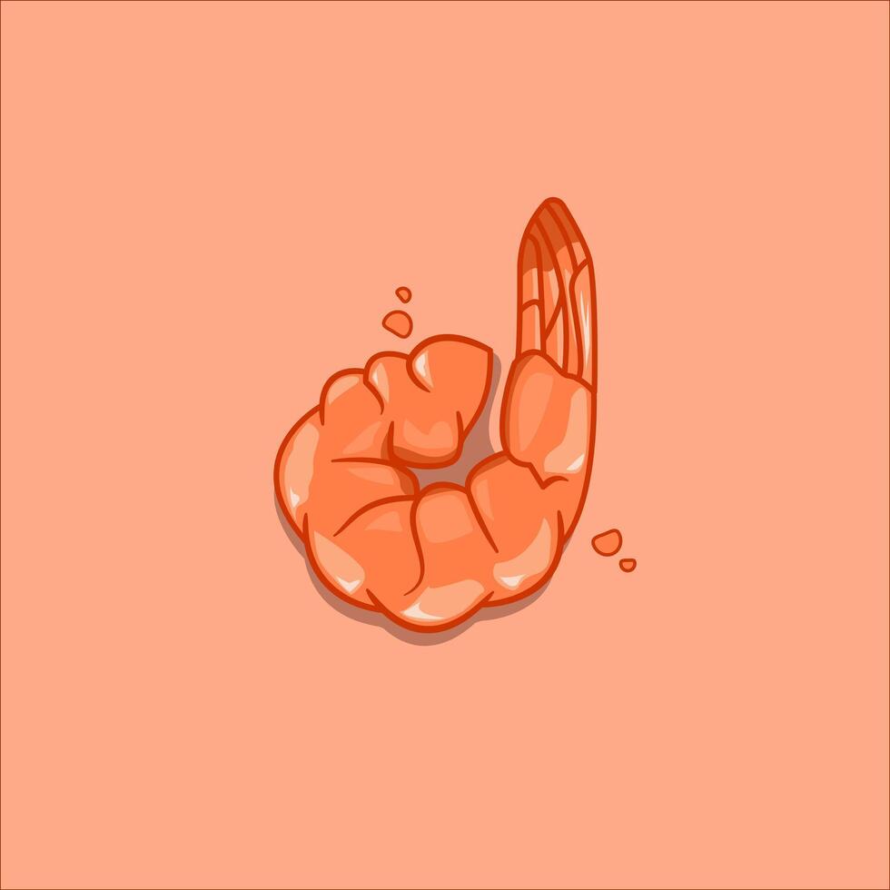 Shrimp Fries Seafood Cartoon Design Illustration vector