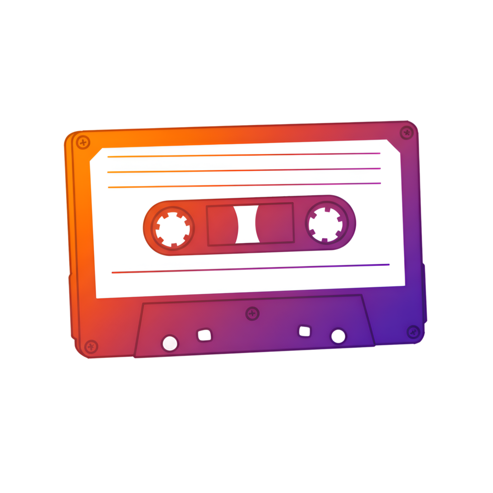 Vibrant Gradient Cassette Tape Retro Music Design Graphic 80s 90s audio media image colors analog png
