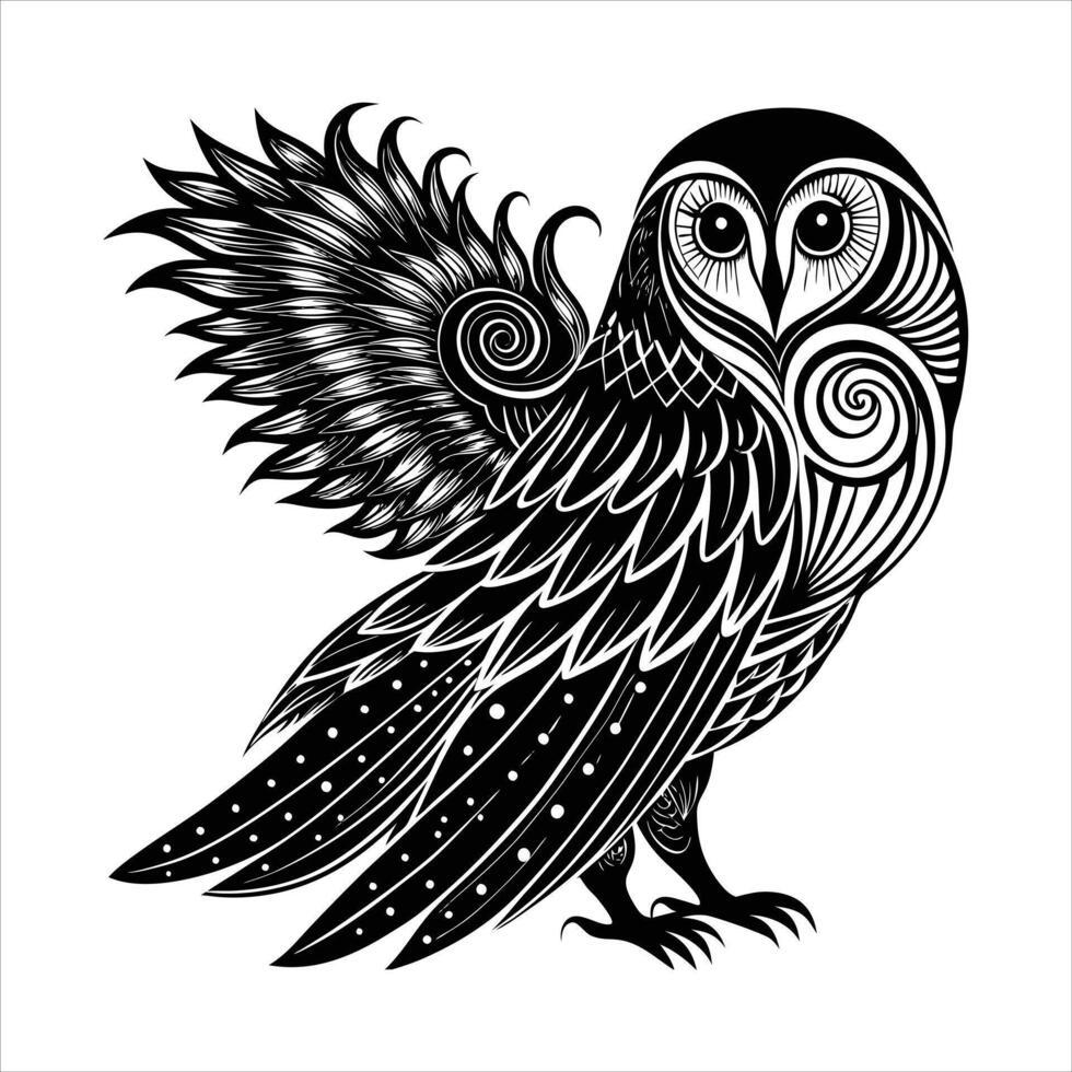 A drawing of an owl vector
