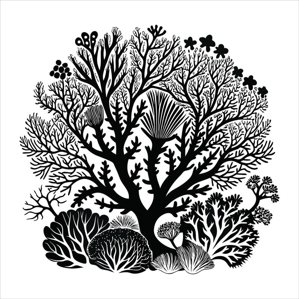 A Coral Reef Silhouette isolated vector