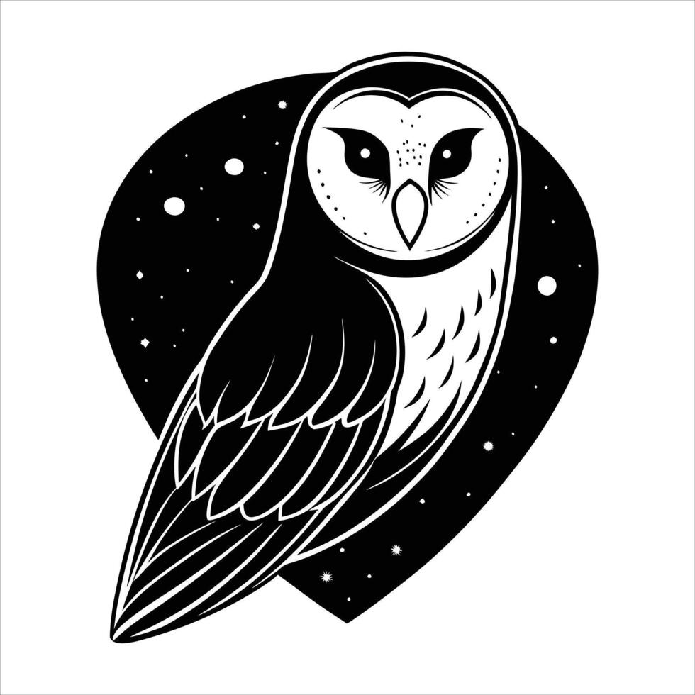 A owl sits on a post in the night. vector