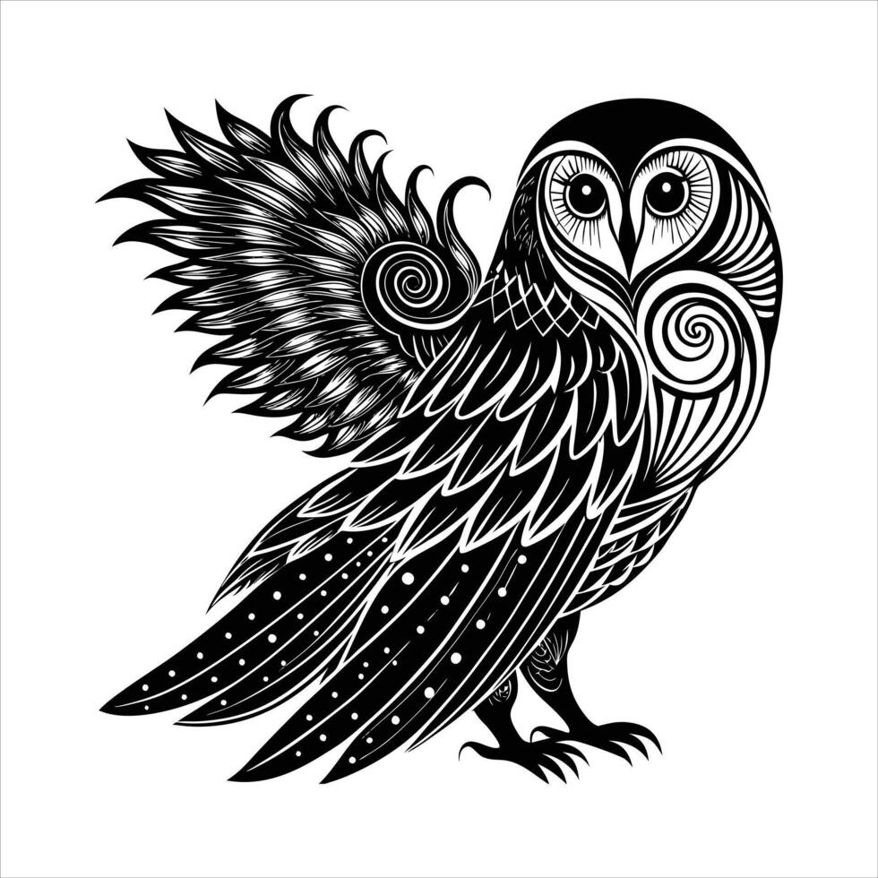 Mystical Owl Silhouette vector