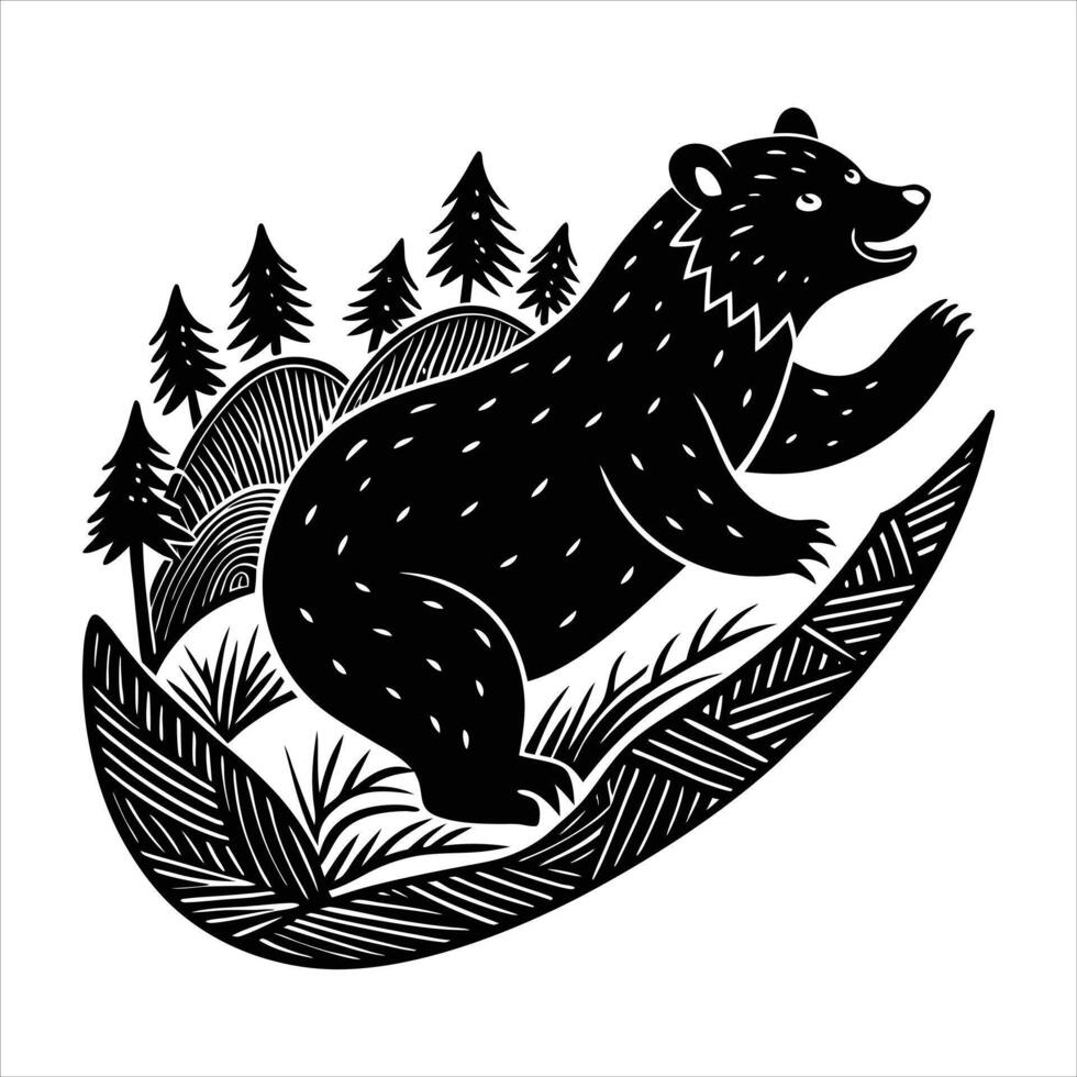Climbing Bear Silhouettes vector