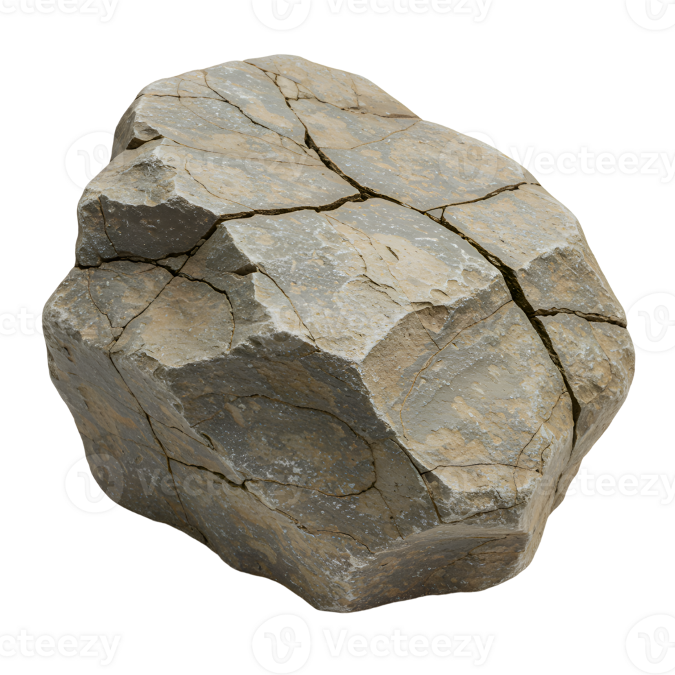 Large Cracked Grey Boulder Stone Rock Isolated Texture rough earth heavy solid nature detail design png