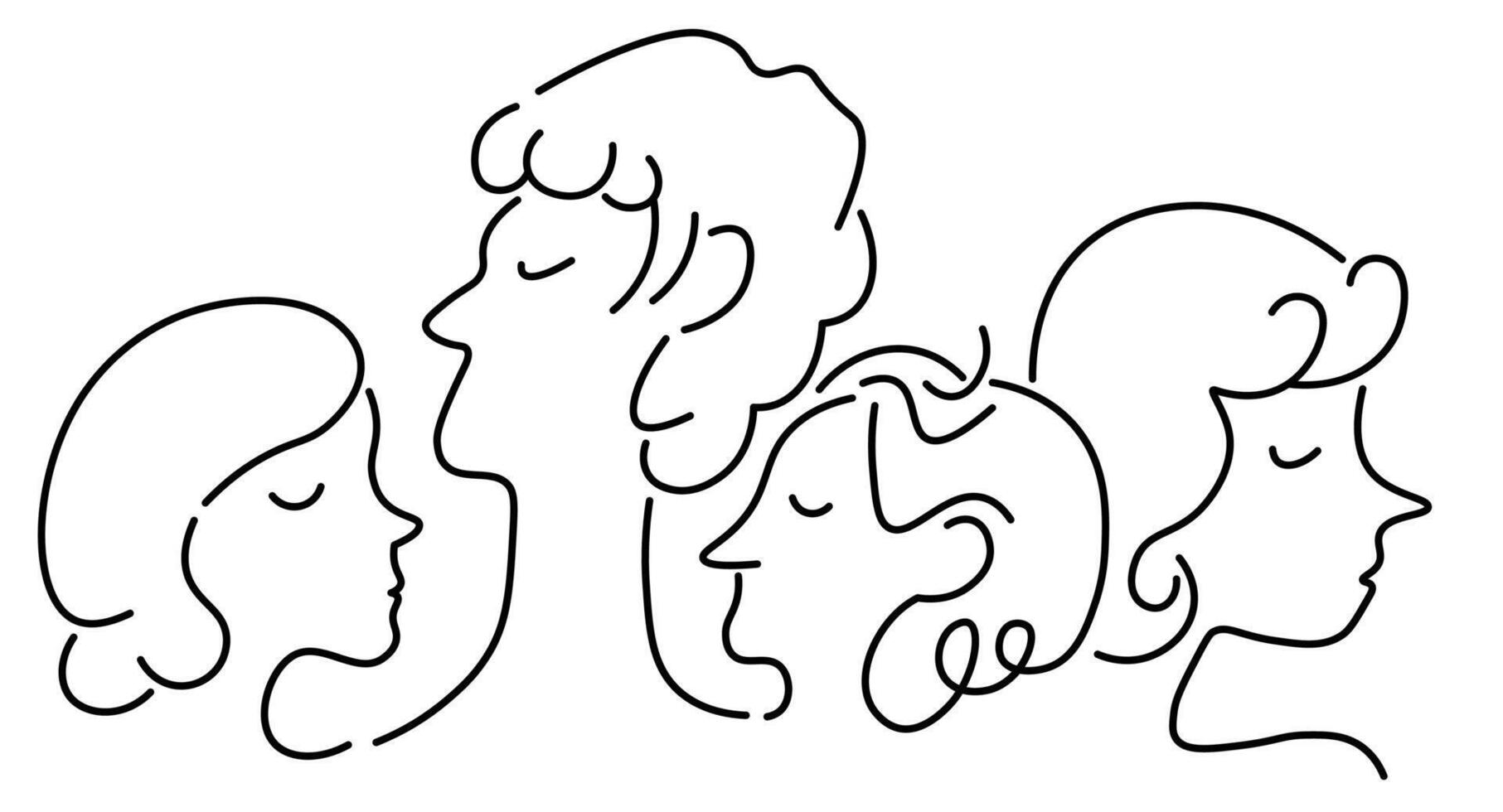 horizontal four woman silhouette vector