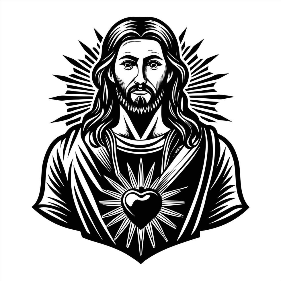 Sacred Heart Jesus With Bible vector