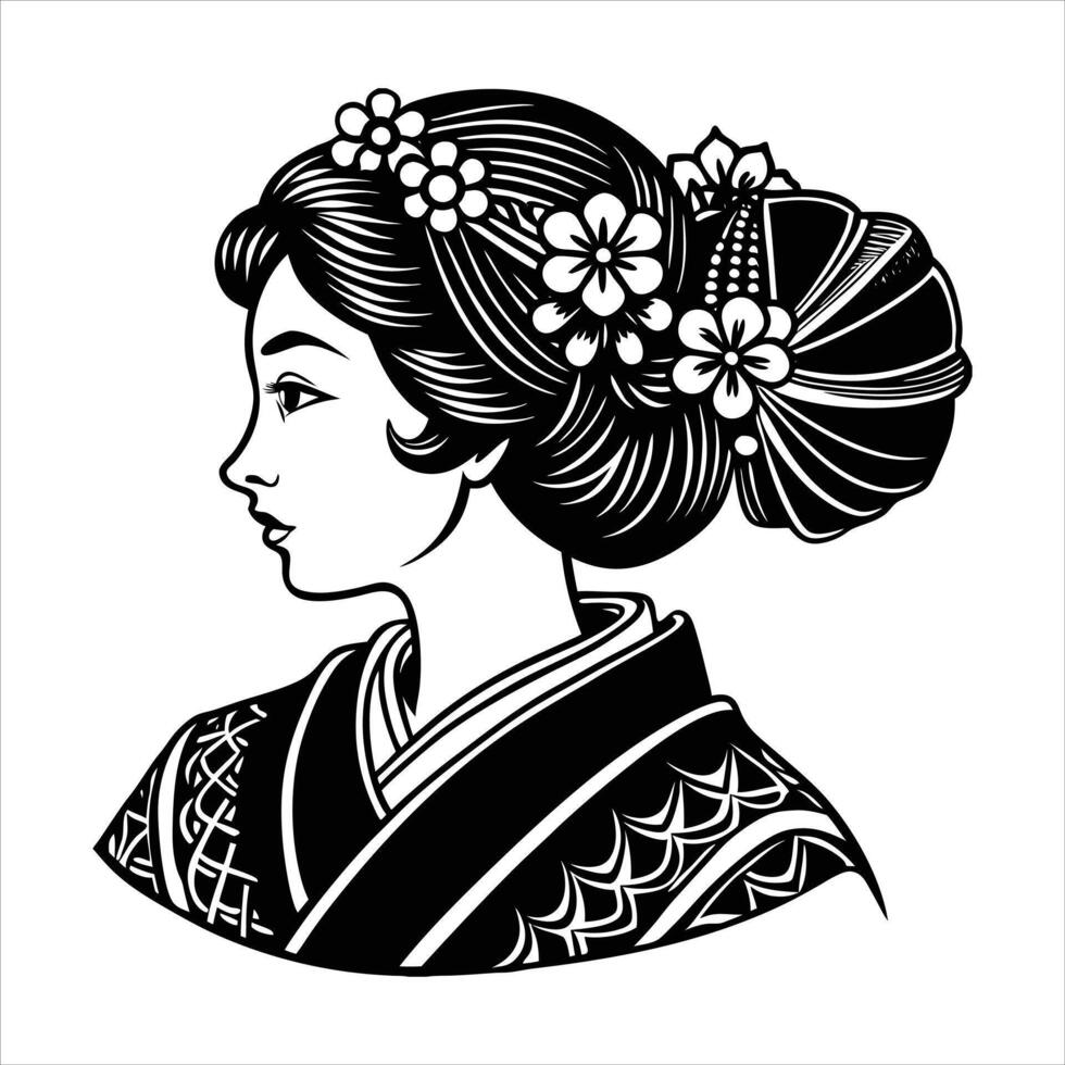 Geisha Tattoo Japanese vector