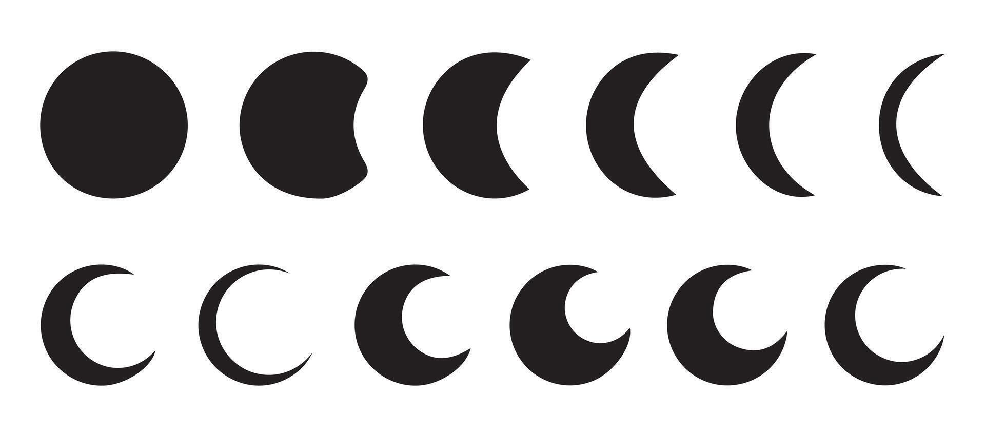 Different shapes of moon vector