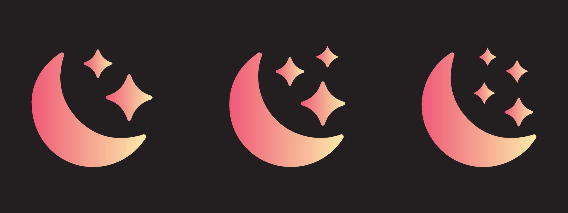 Night icon of the moon with stars and sun icon illustration eps 10 vector