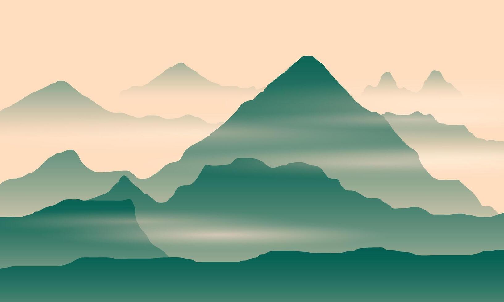 foggy mountain scenery illustration design vector
