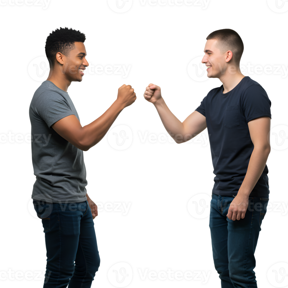Happy Diverse Men Fist Bumping Friendship Success Teamwork man bond unity joyful casual people png