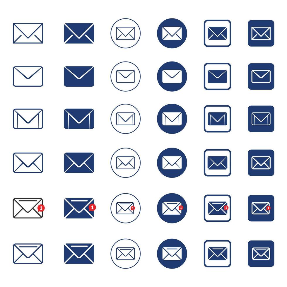 Email Icon Set, Envelope Icon Design, Email Envelope Icon Set, Email Icon With Notification Badge, Email Icon , Mail Icon, Icon Set, Icon Design vector