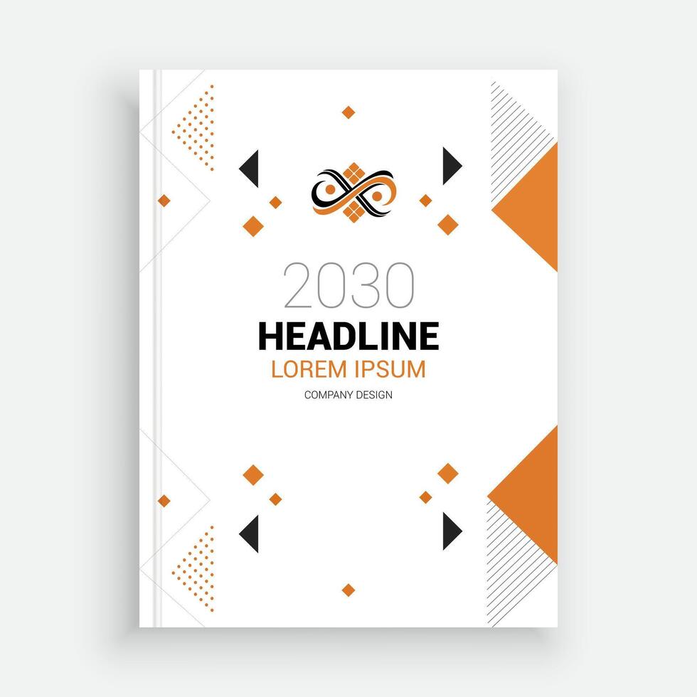 a white and orange cover for a book with geometric shapes vector