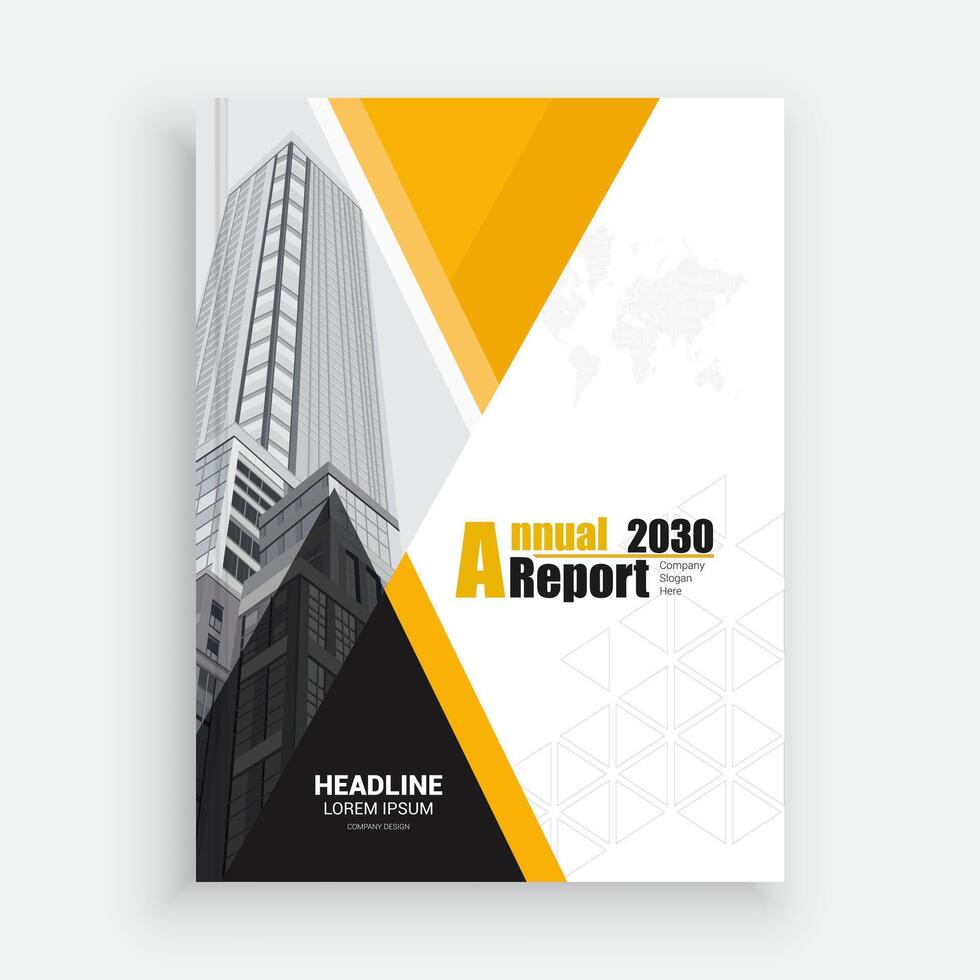 a report cover with a yellow and black design vector