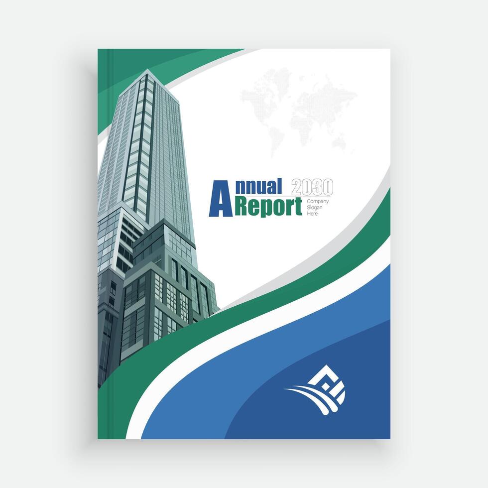 a report cover Template with a building in the background vector