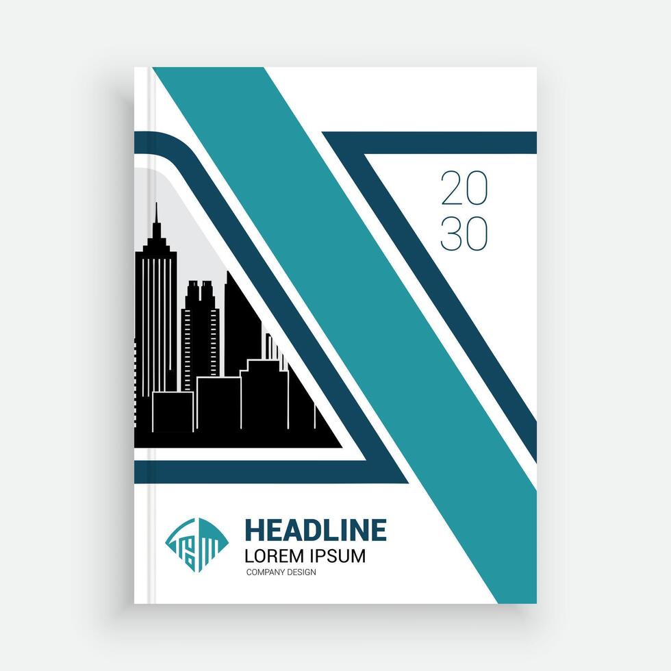 a book cover Template with a city skyline vector