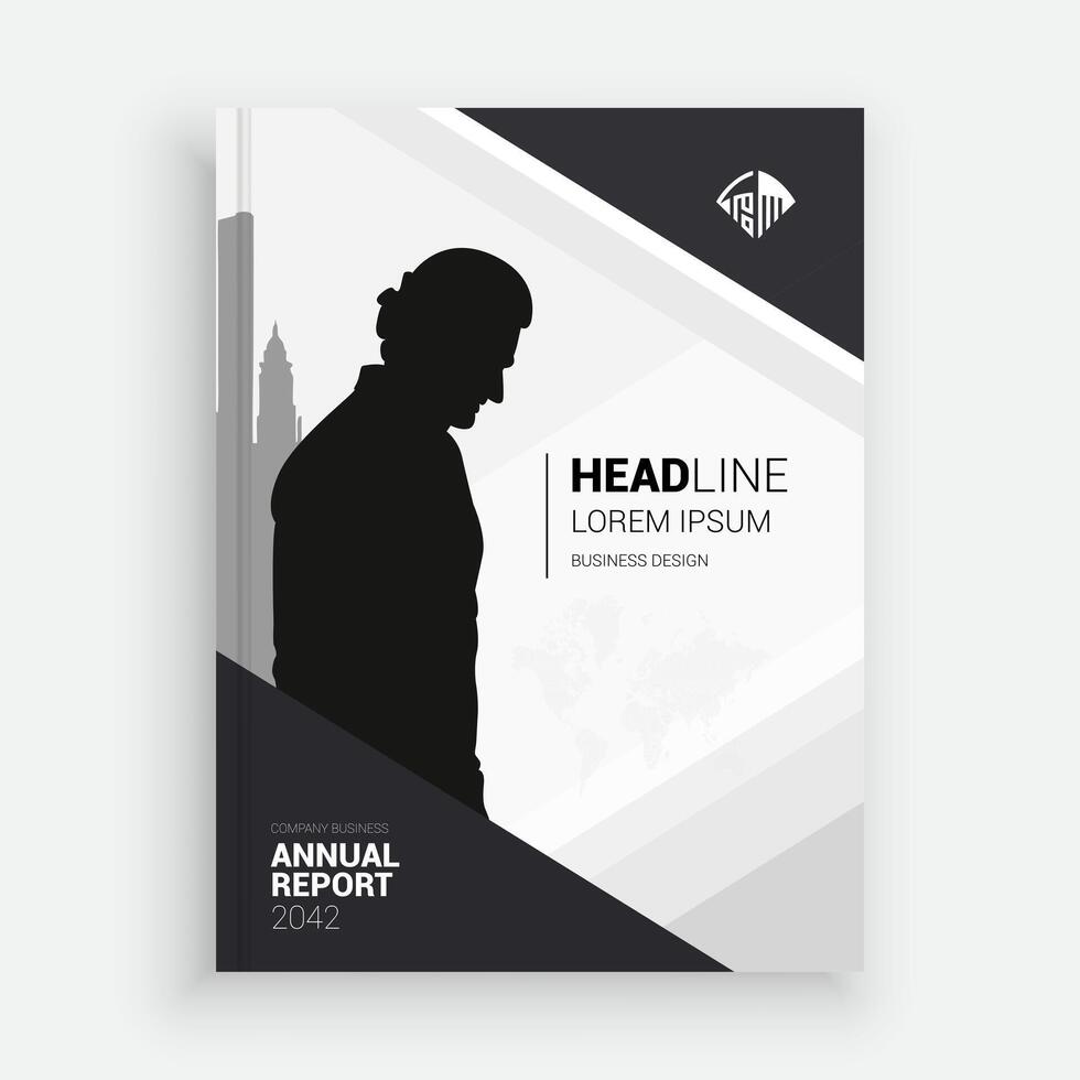 an annual report cover design with a silhouette of a man vector