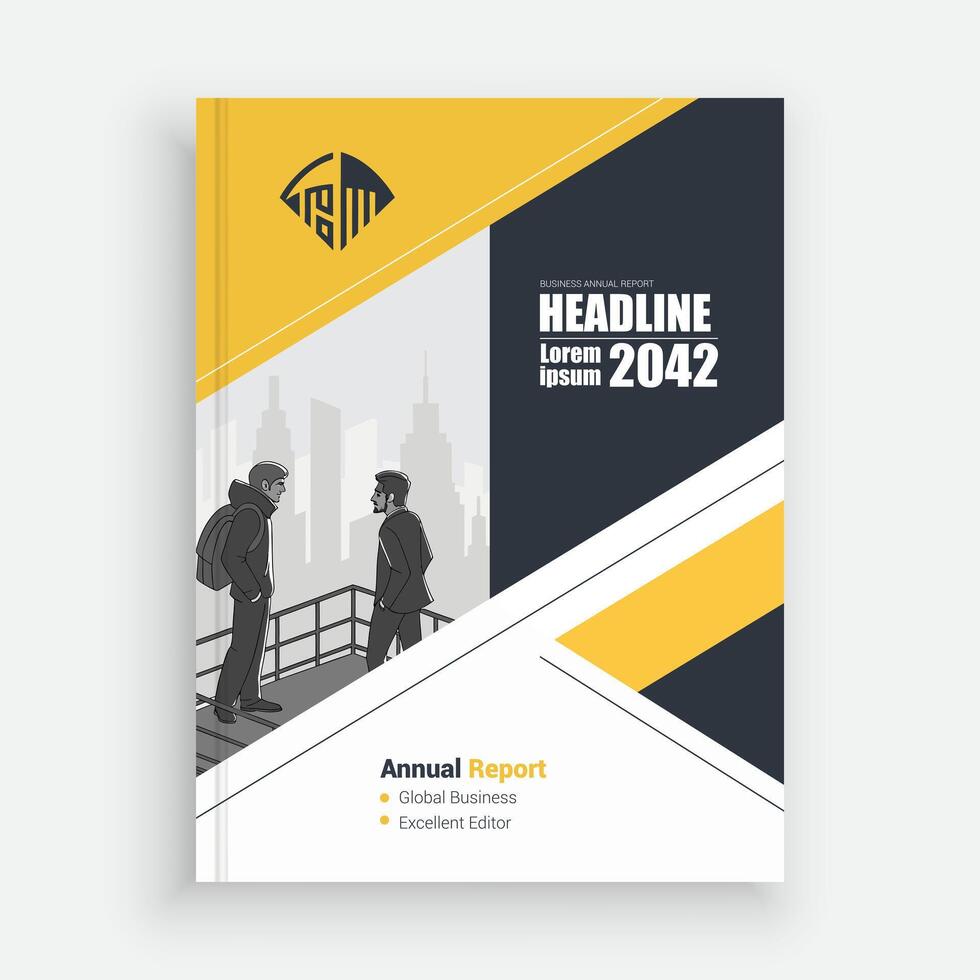 a business report cover with yellow and black triangles vector