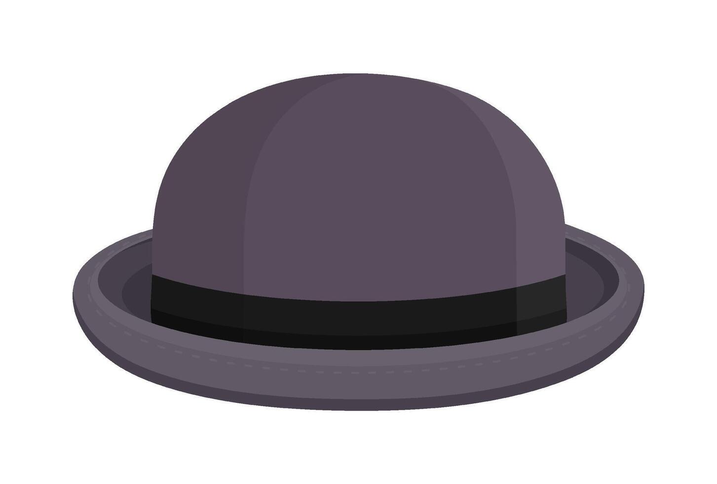 Classic men felt hat with round edges, British gentleman headdress, bowler hat. Cartoon isolated on white background vector