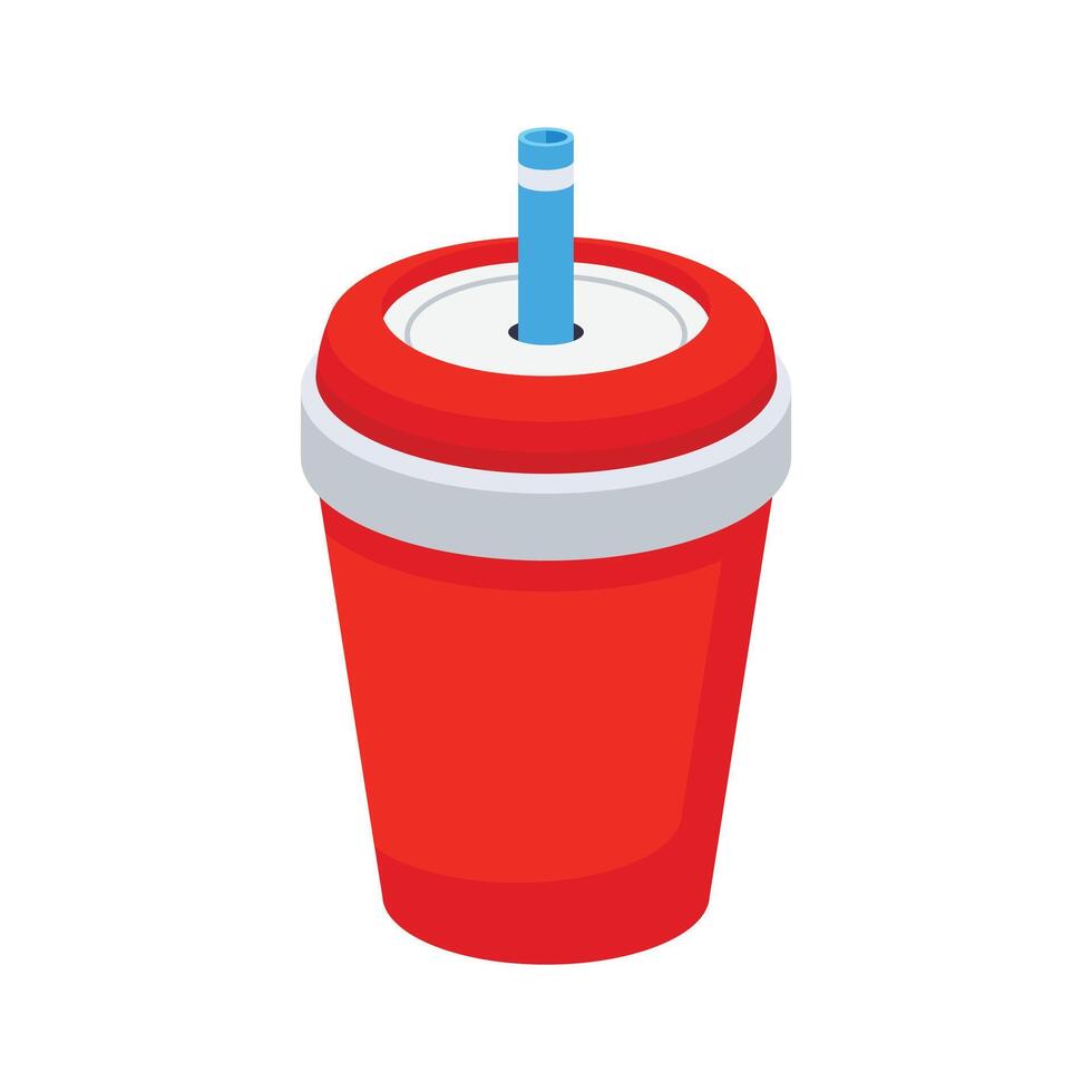 Latest 3d icon of drink cup with a straw in it vector