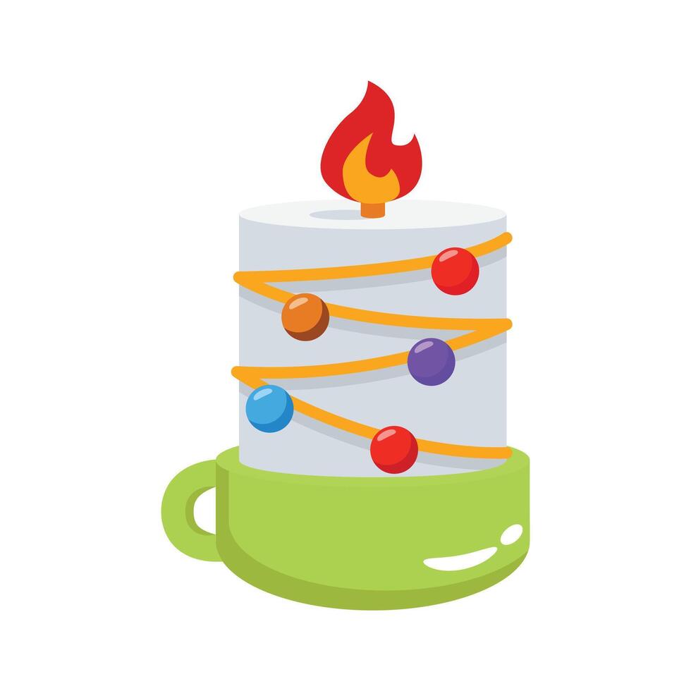 Ready to use 3d style icon of burning christmas candle vector
