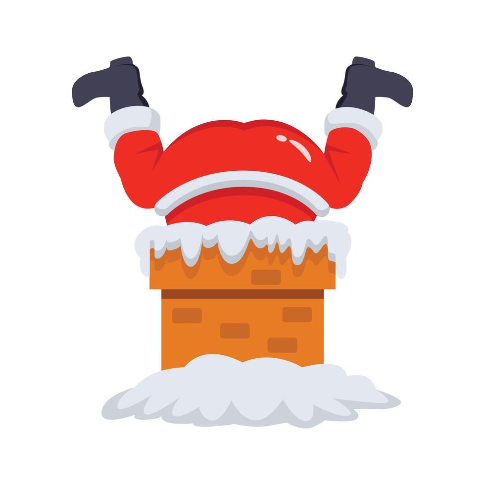 Get your hands on this 3d icon showing santa stuck in chimney vector