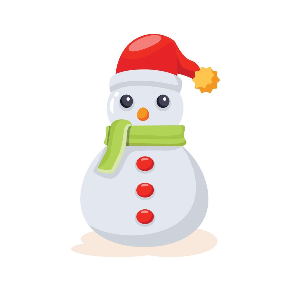 An editable icon of snowman with beanie in 3d style vector