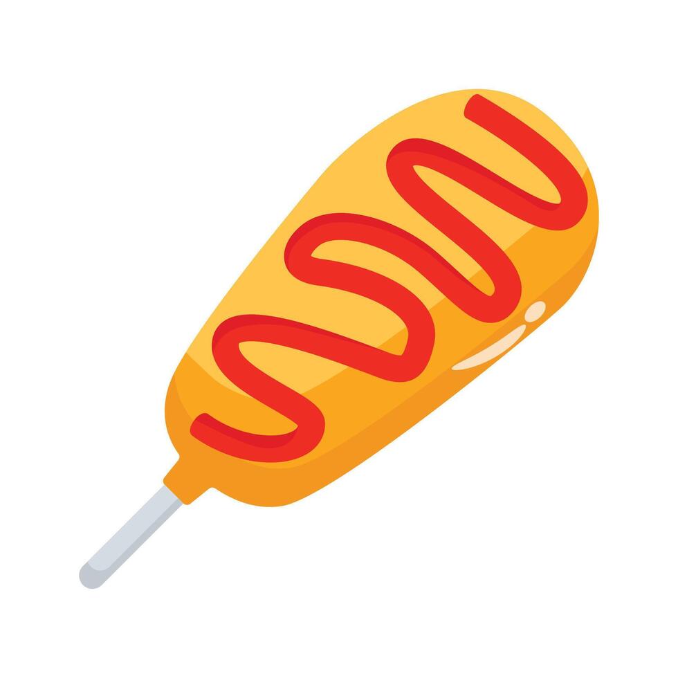 3d icon of corn dog stick with sauce topping vector