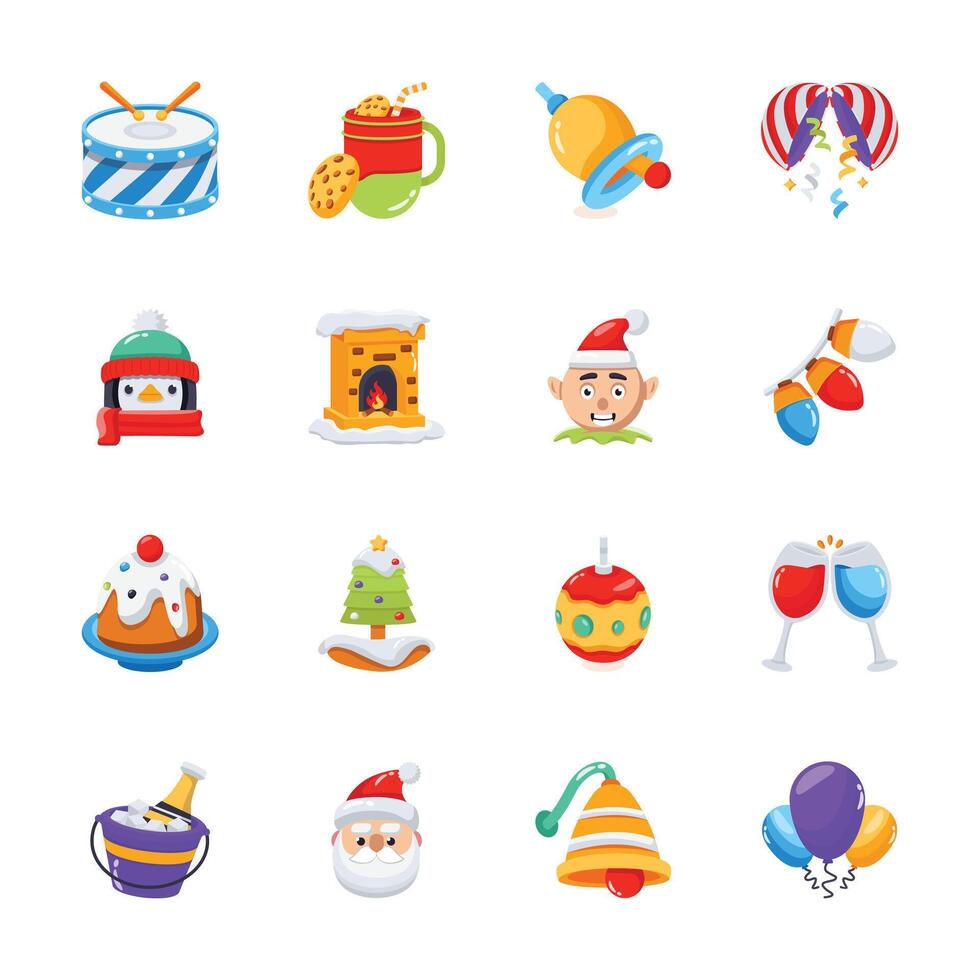 An amazing collection of xmas celebration 3d icons, ready for premium use vector