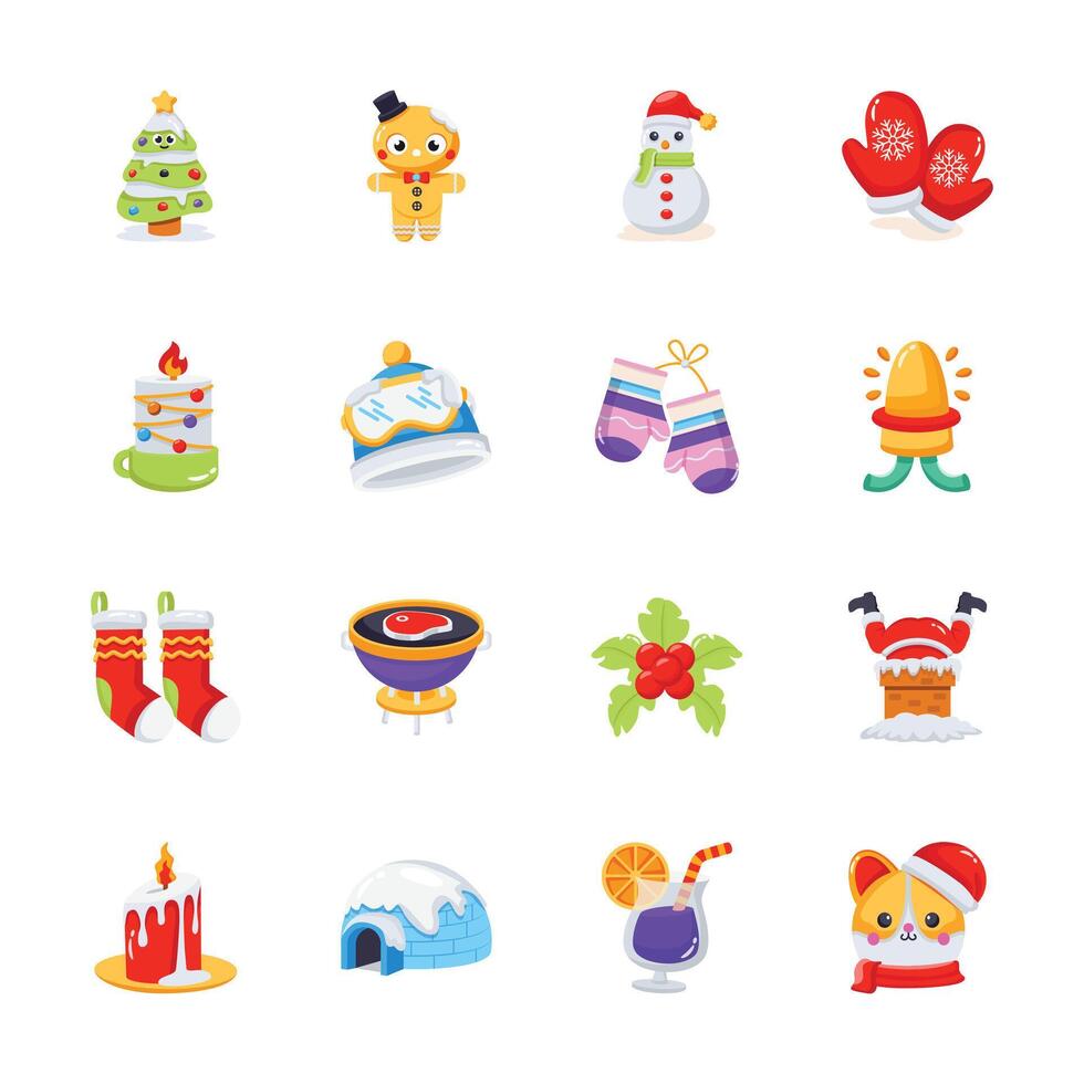 Get this simple yet handy collection of christmas day 3d icons vector