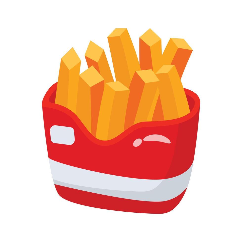 Latest 3d style icon of french fries bucket vector