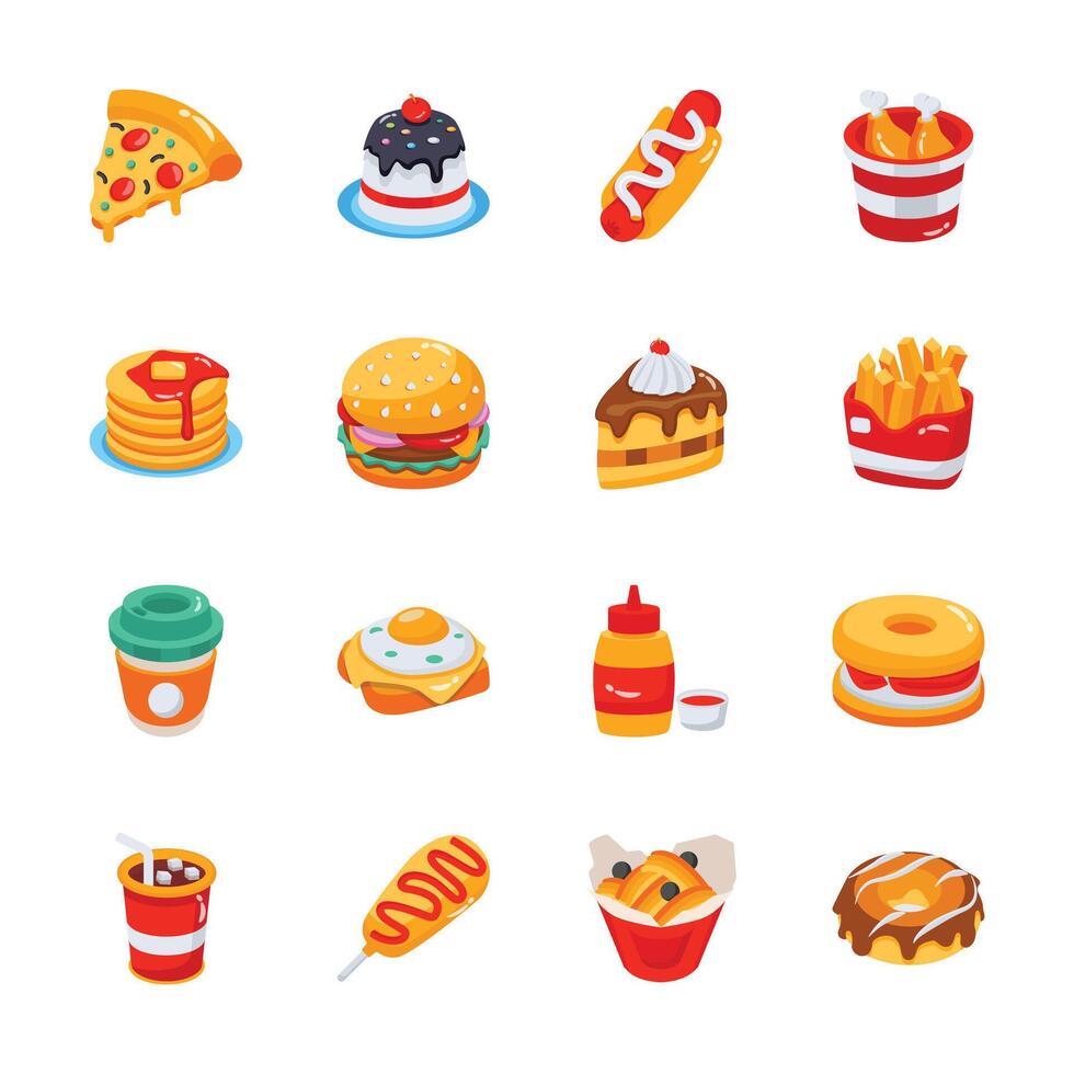 Creatively crafted food and drinks 3d icons, ready for premium use vector