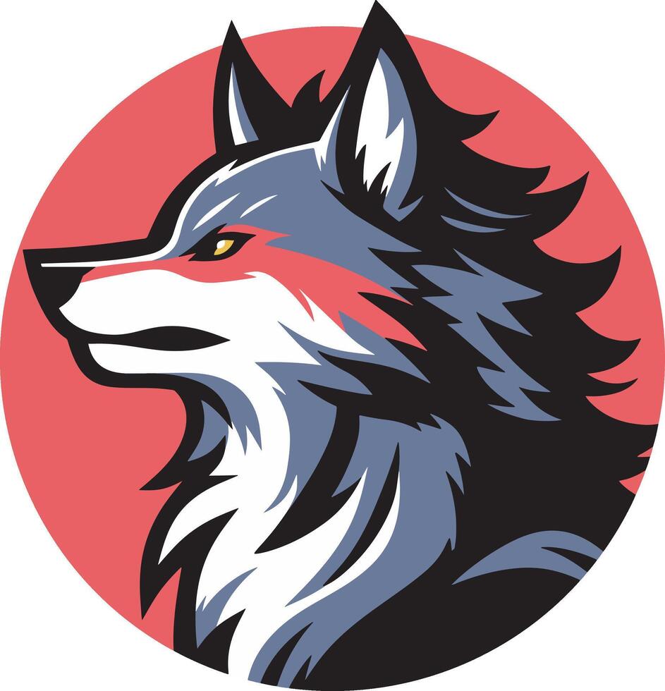 Circular wolf logo isolated drawing illustration vector