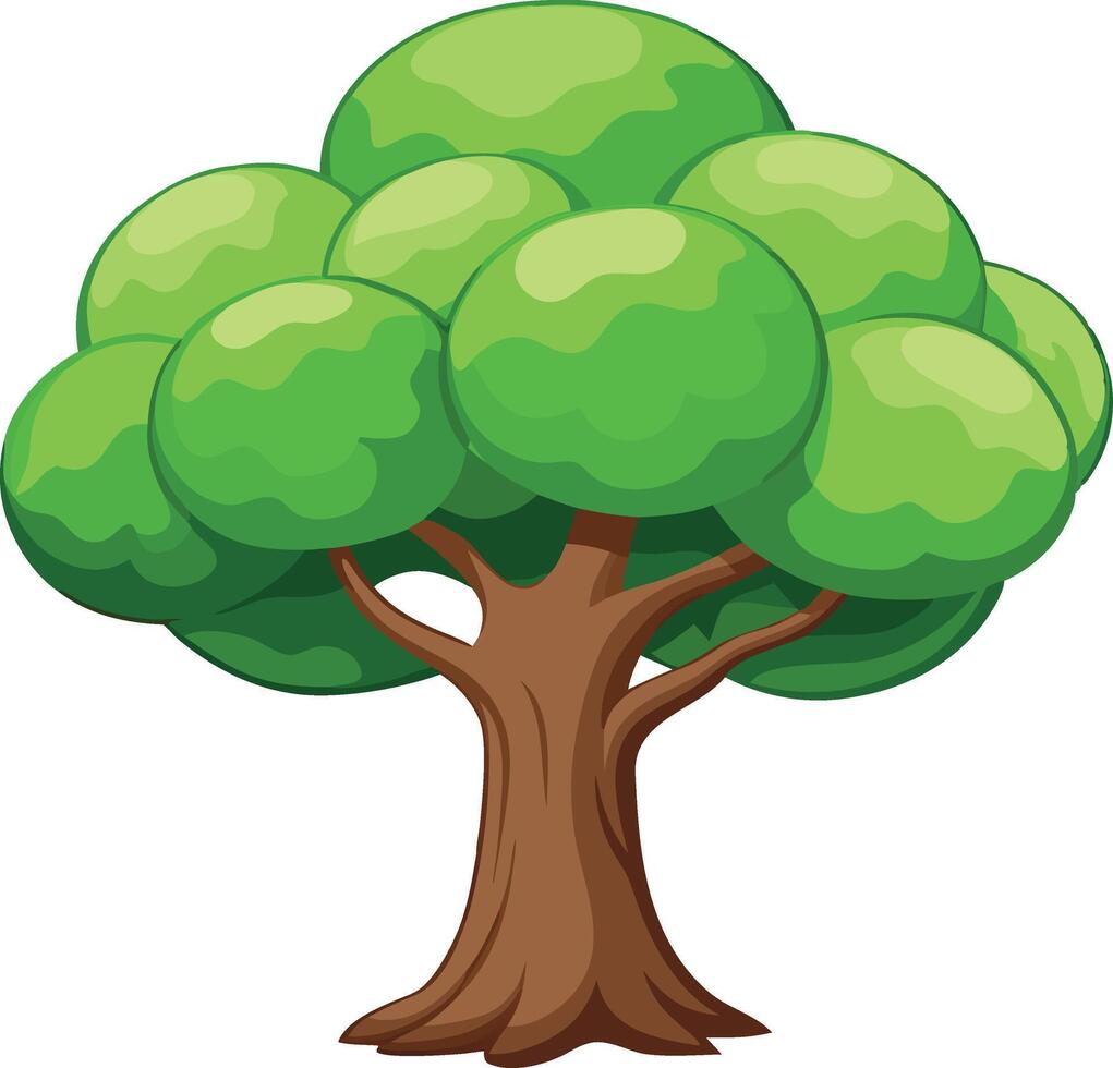Green Tree Illustration with Green Leaf vector