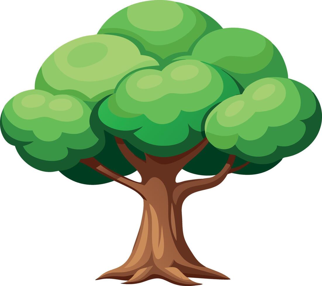 Beautiful green tree with green leaves art vector