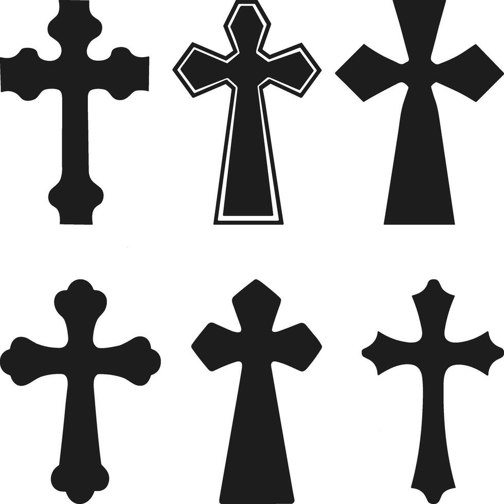 Collection of Cross Silhouettes - Religious Icons vector